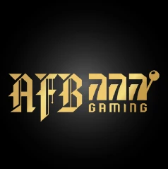 โลโก้สี่เหลี่ยมพื้นหลังสีดำ ตัวหนังสือ AFB777 GAMING สีทองบรอนซ์