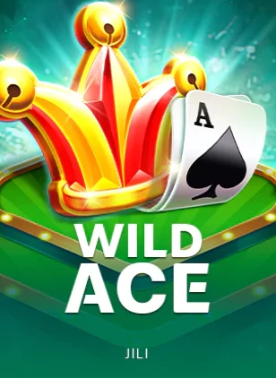 หน้าปกสล็อต WILD ACE รูปตัวละครโจ๊กเกอร์สวมหมวกพร้อมไพ่เอซ ค่าย JILI