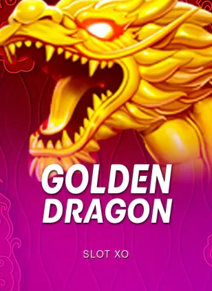 หน้าปกเกมสล็อต GOLDEN DRAGON รูปส่วนหัวของมังกรทอง ค่าย SLOT XO