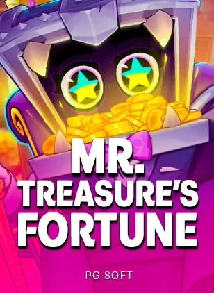 หน้าปกสล็อต MR. TREASURE'S FORTUNE ตัวการ์ตูนถือหีบสมบัติ ค่าย PG SOFT